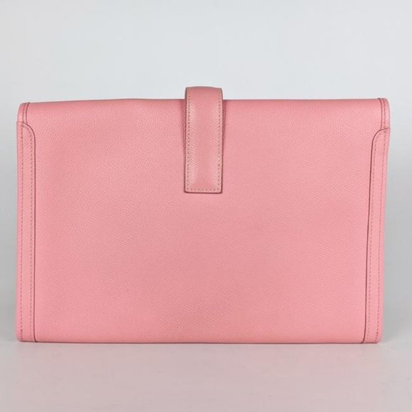 SOLD Hermes Courchevel Jige 29 Rose Confetti Pink Leather Clutch - Picture 2 of 7